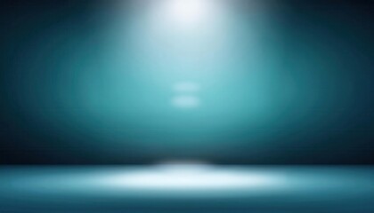 Poster - dramatic blue spotlight on empty stage with soft gradient background, perfect for presentation performance and design

