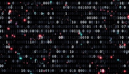 Fototapete - Binary code background with glowing light effects in digital matrix pattern