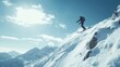 © Oleh - Skier swiftly descends a steep, snow-covered mountain slope on a bright, sunny day, with a breathtaking view of the surrounding peaks in the background