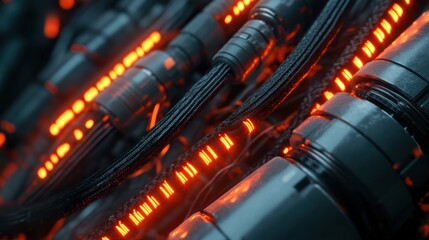 Poster - Futuristic Technology Cables and Connections with Orange Light Details