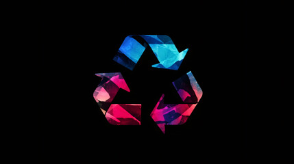 Poster - Recycle symbol with vibrant colors, promoting environmental awareness and responsible waste management