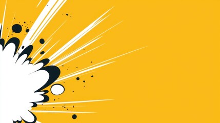 Poster - Dynamic Burst of Colorful Energy on Bright Yellow Background with Abstract Shapes and Radial Lines for Background or Graphic Design Use
