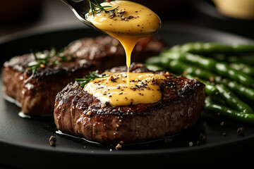 Wall Mural - grilled steak on a plate