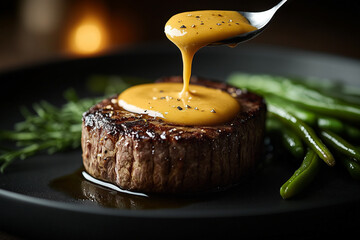 Wall Mural - grilled steak on a plate