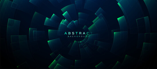 Aufkleber - Futuristic Abstract Technology Background with Glowing Green Shapes