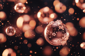 Poster - Abstract image of floating translucent spheres with air bubbles, creating a dreamy, ethereal effect.