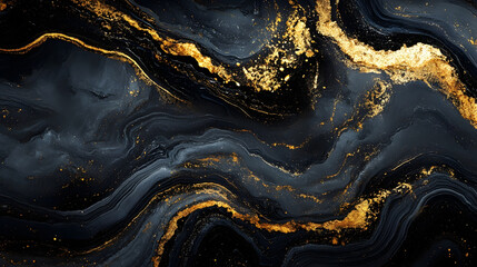 Leinwandbilder - Enchanting Abstract Marble Texture with Glimmering Golden Details for Elegant and Luxury Design Backgrounds  Mesmerizing fluid patterns dynamic swirls