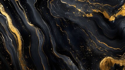 Leinwandbilder - Enchanting and mesmerizing abstract background featuring a striking blend of dark moody tones and shimmering golden accents  The intricate layered texture evokes a sense of luxury elegance