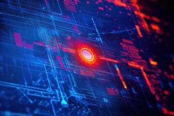 Poster - Thermal imaging analysis displays gas leak with blue and red heat signatures on high tech monitoring screen. Generative AI