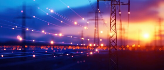 Poster - Dynamic Visualization of Smart Grid Energy Network at Sunset with Power Lines