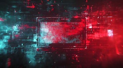 Poster - Futuristic digital glitch abstract background with overlapping neon colored shapes dynamic data like patterns and a surreal technological aesthetic  Experimental visual art with a cyberpunk