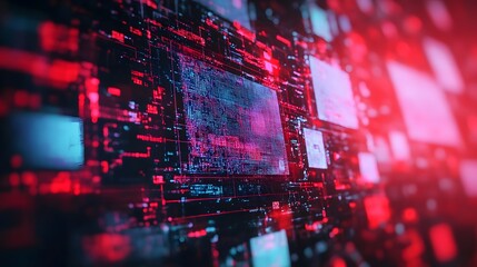 Leinwandbilder - Futuristic digital landscape showcasing an intricate abstract network of data code and digital patterns  Representing the complexity and interconnectedness of modern technology and the digital world