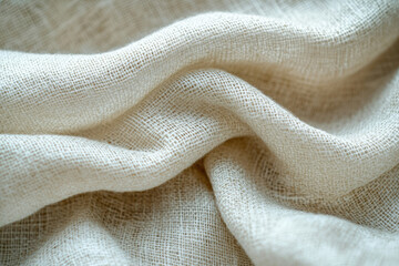 Poster - Cream-colored linen fabric, textured and softly draped, showcasing its natural weave.