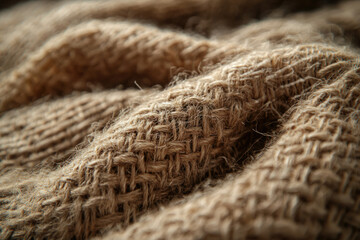 Poster - Close-up of textured, light brown fabric with a rough, woven pattern.