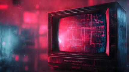 Leinwandbilder - Glitched neon futuristic digital backdrop with intense atmosphere  Surreal modern and experimental visual display with vibrant colors dramatic lighting and a captivating enigmatic aesthetic
