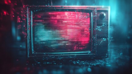 Aufkleber - Glitched Neon Glow   Distorted Digital Abstract Art with Vibrant Colors Fractal Patterns and Futuristic Aesthetics for Captivating Sci Fi Experimental and Visually Stunning Imagery