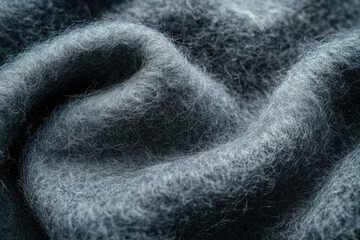 Poster - Close-up of a soft, dark gray fluffy fabric with a textured surface.