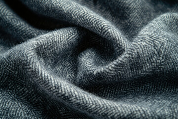 Aufkleber - Close-up of a soft, gray herringbone wool fabric with a textured surface.
