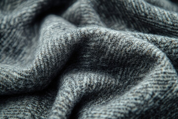 Poster - Close-up of a textured, gray and white woolen fabric with a soft, fuzzy appearance.