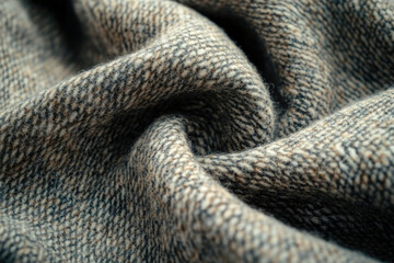 Poster - Close-up of textured woolen fabric with a subtle herringbone pattern, showcasing its soft and warm nature.