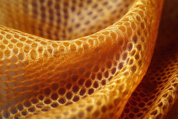 Aufkleber - Close-up of golden honeycomb-patterned fabric, showcasing its texture and intricate weave.