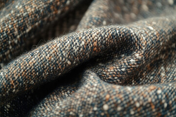 Poster - Close-up of a textured woolen fabric in shades of brown and gray, showing its intricate weave and soft texture.