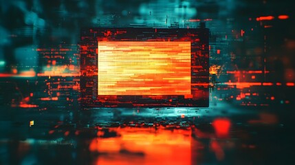 Poster - Glowing Futuristic Digital Technology Abstract Backdrop with Neon Lights Data Patterns and Inspired Visuals  Vibrant Luminous and Captivating Conceptual