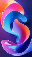 Poster - A blue and orange swirl with a pink and blue center