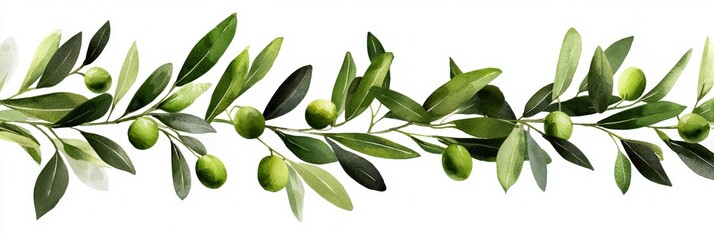 Sticker - Detailed Illustration of Olive Branch with Small Green Fruits