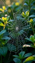 Poster - A spider web is shown in the image
