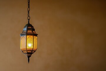 Poster - Antique decorative lantern hanging from a chain in a room