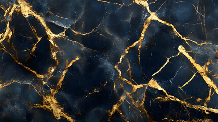 Fototapete - Luxurious cracked marble texture with golden accents showcasing a stunning and intricate natural pattern  This background image is perfect for interior design architecture