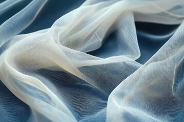Poster - Delicate off-white tulle fabric draped elegantly, showcasing its sheer and textured beauty.