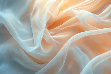 Poster - Soft, sheer fabric in pastel shades, delicately draped, creating an elegant and ethereal texture.