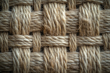 Poster - Close-up of a woven texture, showcasing intricate details of natural fiber, creating a rustic and textured pattern.