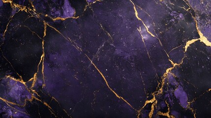 Aufkleber - Luxurious golden cracked marble texture with an elegant abstract pattern showcasing a rich ornate design in dark purple and warm yellow hues  This background image has a premium