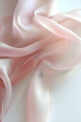 Poster - Soft flowing pink silk fabric with gentle folds and curves creating an ethereal abstract composition, suitable for luxury fashion and wedding backgrounds.