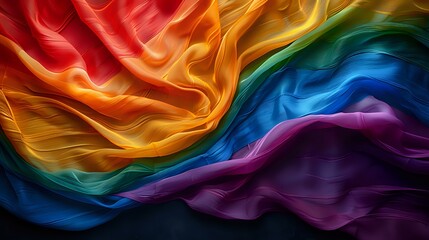 Poster - Vibrant rainbow colored smoke waves flow in dynamic motion against dark background, creating abstract fluid art pattern with smooth transitions between hues.