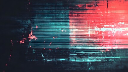 Aufkleber - Mesmerizing abstract digital background featuring a captivating glitch art effect with vibrant neon colors dynamic motion and distorted futuristic visuals