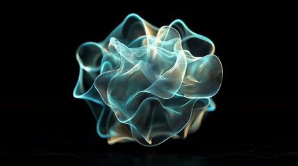 Poster - The abstract graphics of a futuristic sphere of dots, representing a globalization interface, convey a sense of science and technology, all set against a background of particles, generated through 3D