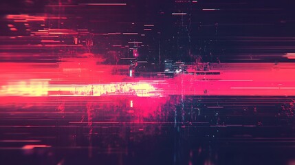 Leinwandbilder - Mesmerizing abstract digital glitch distortion with vibrant neon lights and dynamic futuristic visual  Captivating and experimental digital art with a striking color palette