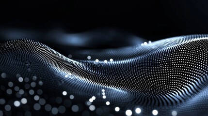 Poster - The background features a dot blue pattern screen with a led light gradient texture, an abstract representation of technology and big data in a digital setting, created through 3d rendering