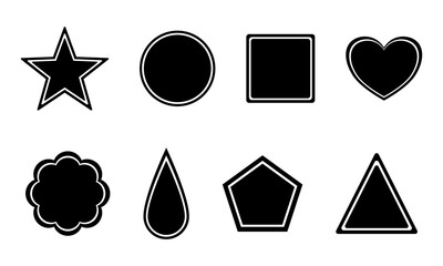 Wall Mural - black vector figures for designs - collection of basic geometric shapes isolated - heart, star, circ