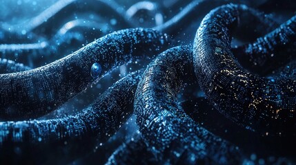 Poster - Shining chain with a glowing element symbolizing strength and connectivity in a dark environment