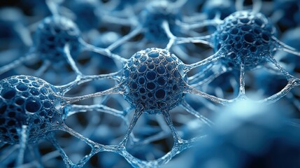 Poster - Group of neurons depicting neural connections and brain functionality in a scientific visualization