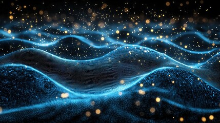 Poster - Unique wave pattern composed of dots flowing together to create a dynamic visual experience