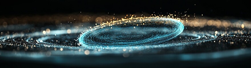 Poster - A 3D illustration of a holographic HUD circle with a blue glow on a transparent background