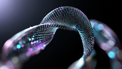 Poster - Un fondo de pantalla que muestra un patrón de concepto tecnológico y estructura de big data, con elementos de red y código fuente, representando la tecnología, la ciencia y la computación en la nube