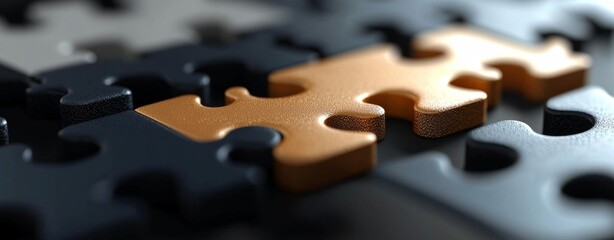 Poster - Digital network featuring interconnected glowing puzzle pieces that emphasize problem-solving, technology, and connectivity concepts