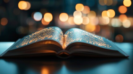 Poster - A book with pages morphing into digital data streams embodies the merging of technology and education in AI-driven educational platforms